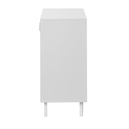 White 2-Glass Door Storage Cabinet with Adjustable Shelf