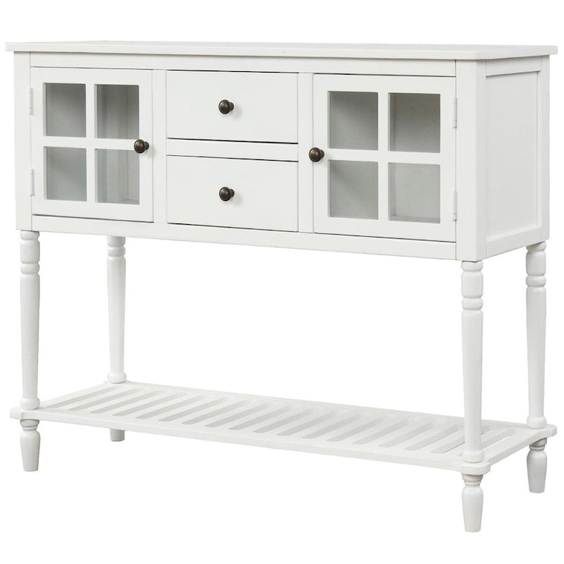 Farmhouse White Wood Entryway Console Table Buffet Storage Cabinet