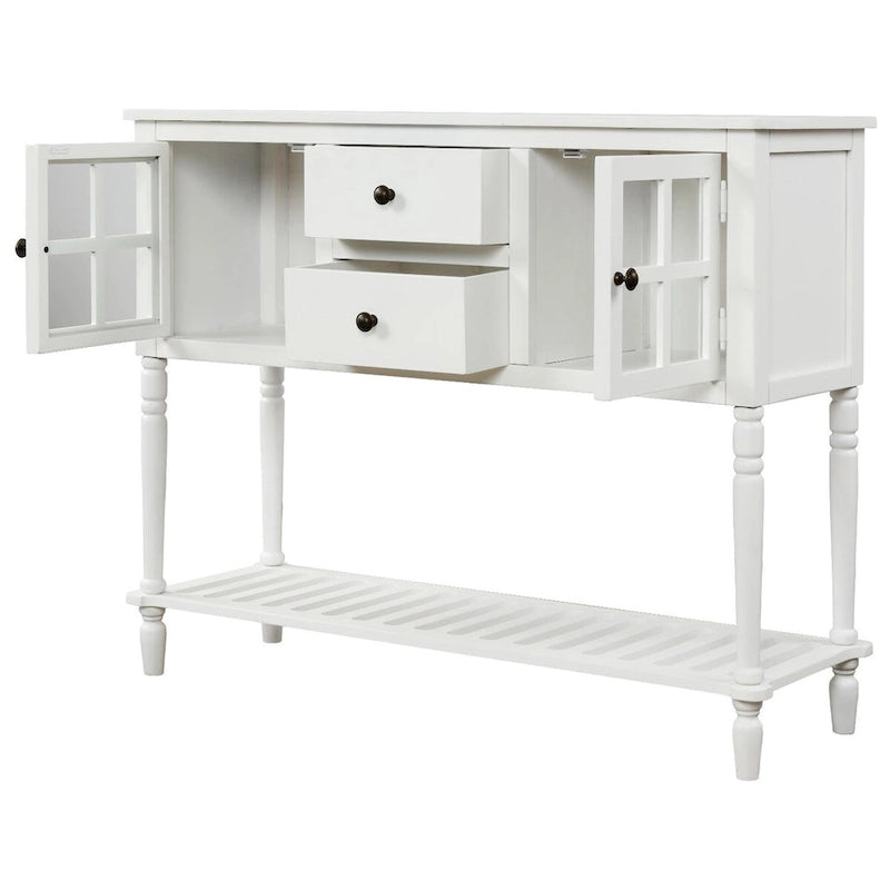 Farmhouse White Wood Entryway Console Table Buffet Storage Cabinet