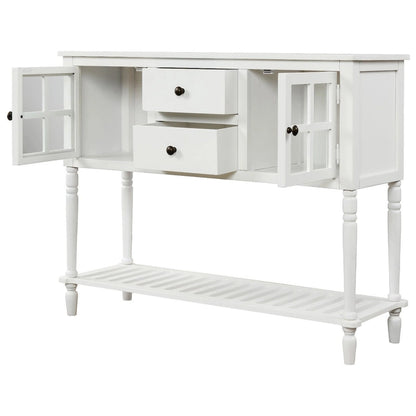 Farmhouse White Wood Entryway Console Table Buffet Storage Cabinet