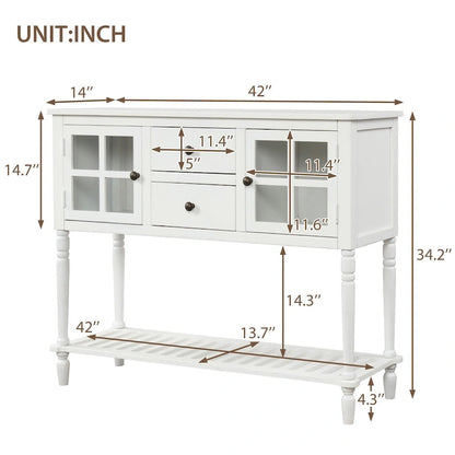 Farmhouse White Wood Entryway Console Table Buffet Storage Cabinet