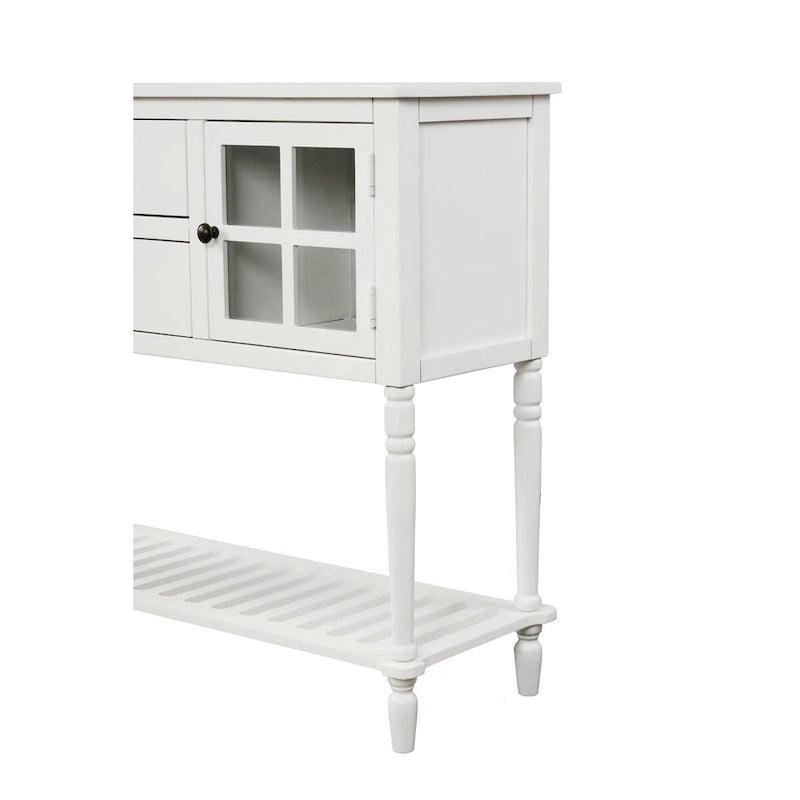 Farmhouse White Wood Entryway Console Table Buffet Storage Cabinet